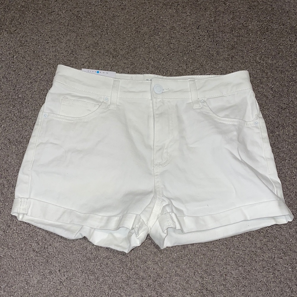 High rise white shorts